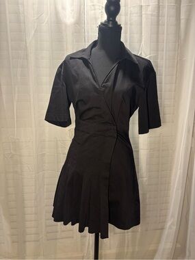 Zara Black Short-Sleeve Wrap Mini Dress